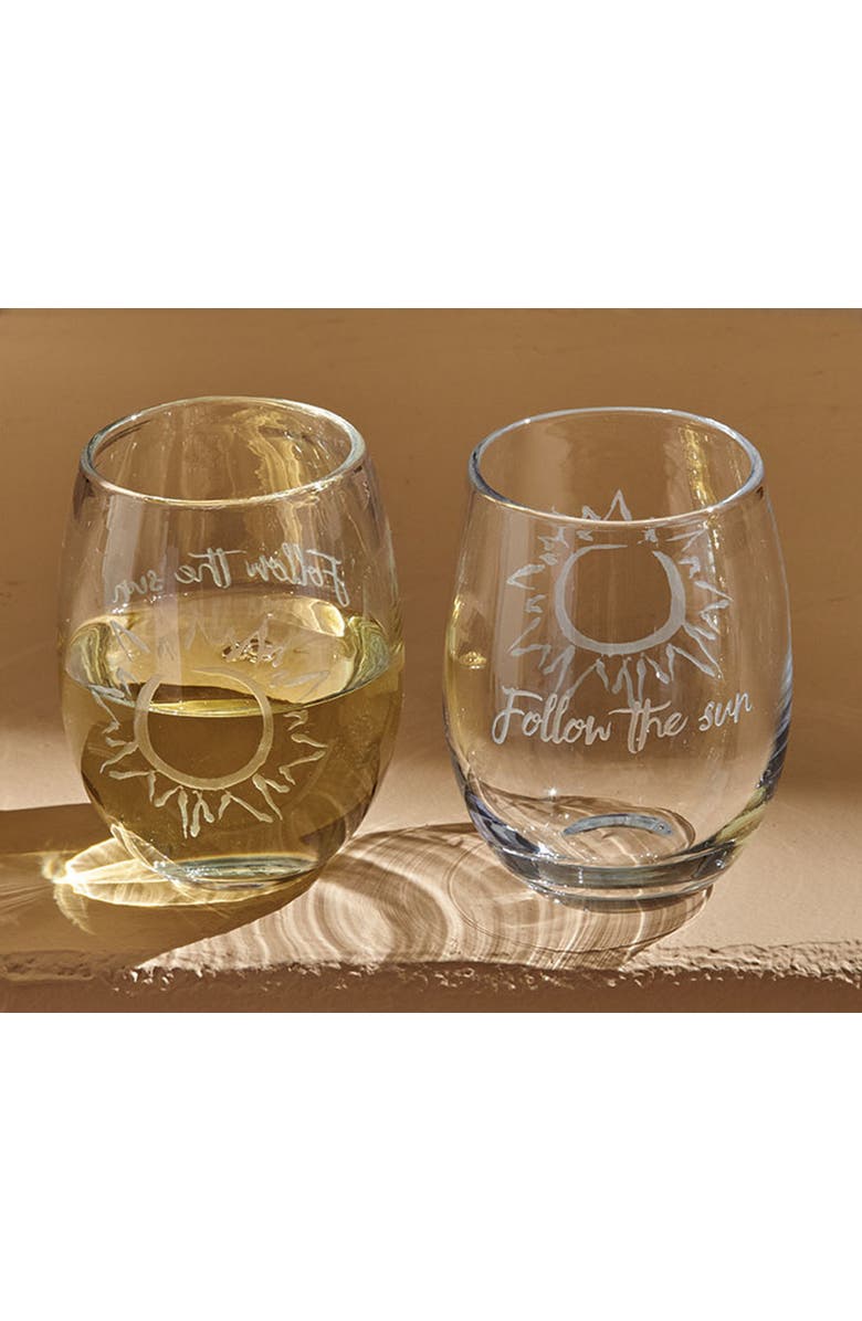 tag Follow The Sun Etched Clear Glass Stemless Drinkware, Alternate, color, Clear