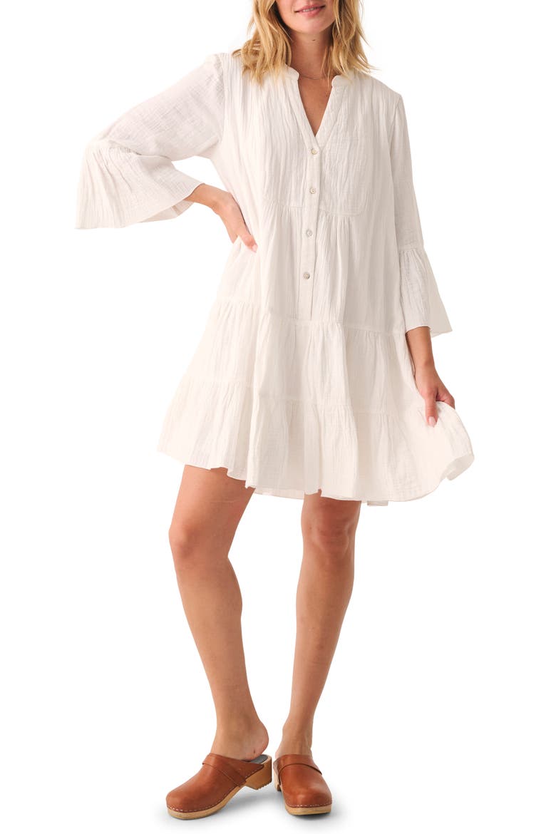 Kasey Dream Gauze Tiered Organic Cotton Minidress, Main, color, WHITE