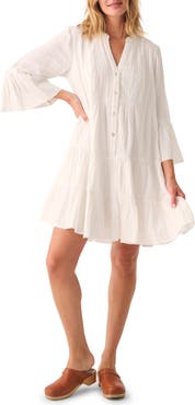Faherty Kasey Dream Gauze Tiered Organic Cotton Minidress