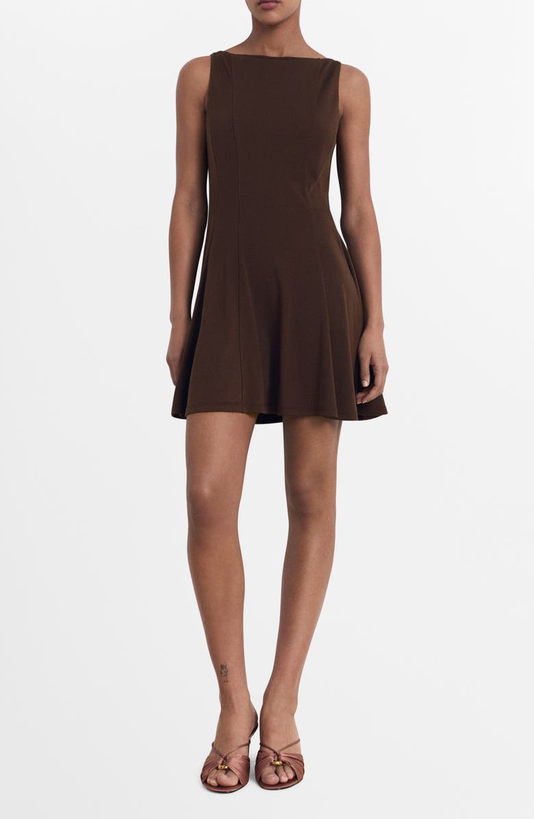 MANGO Sleeveless Pleated Dress, Main, color, Chocolate