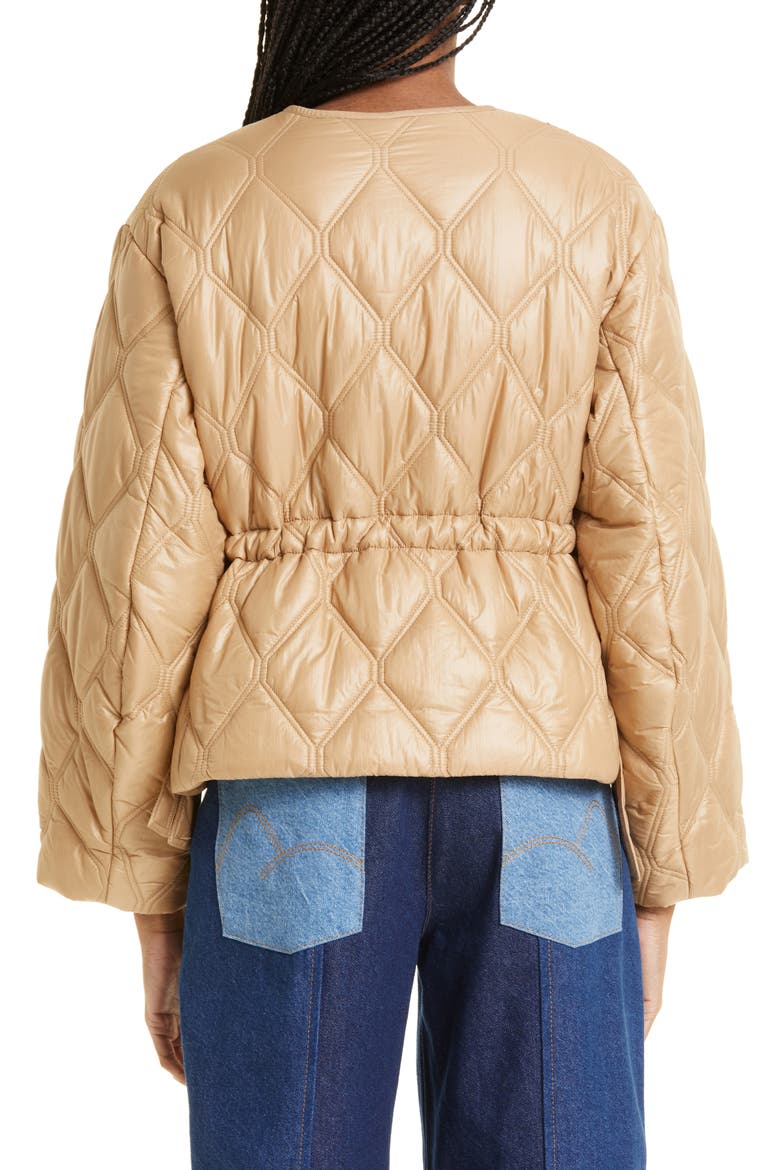 Shiny Quilted Recycled Nylon Jacket, Alternate, color, TANIN