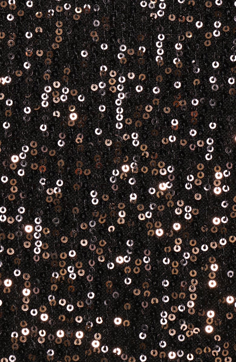 Petal & Pup Springfield Sequin Long Sleeve Minidress, Alternate, color, Black/Gold