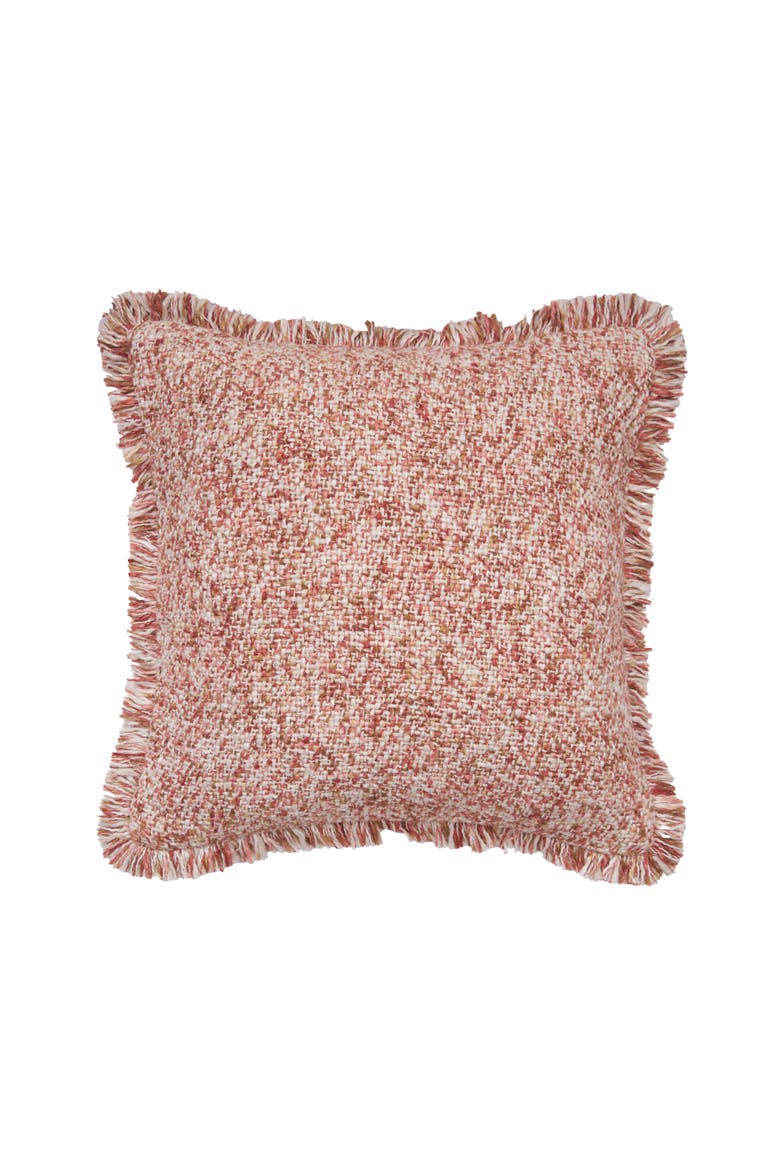 Rust Fringed Cotton Blend Accent Throw Pillow 18" x 18", Main, color, Red