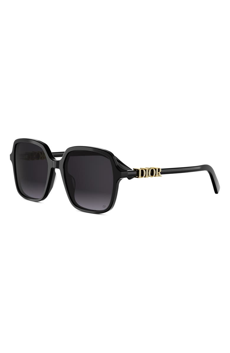 DIOR Treasure S1I 54mm Square Sunglasses, Alternate, color, Shiny Black / Gradient Smoke