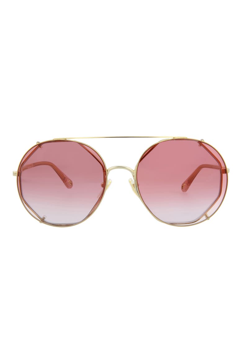 Novelty 57mm Aviator Sunglasses, Main, color, GOLD PINK RED