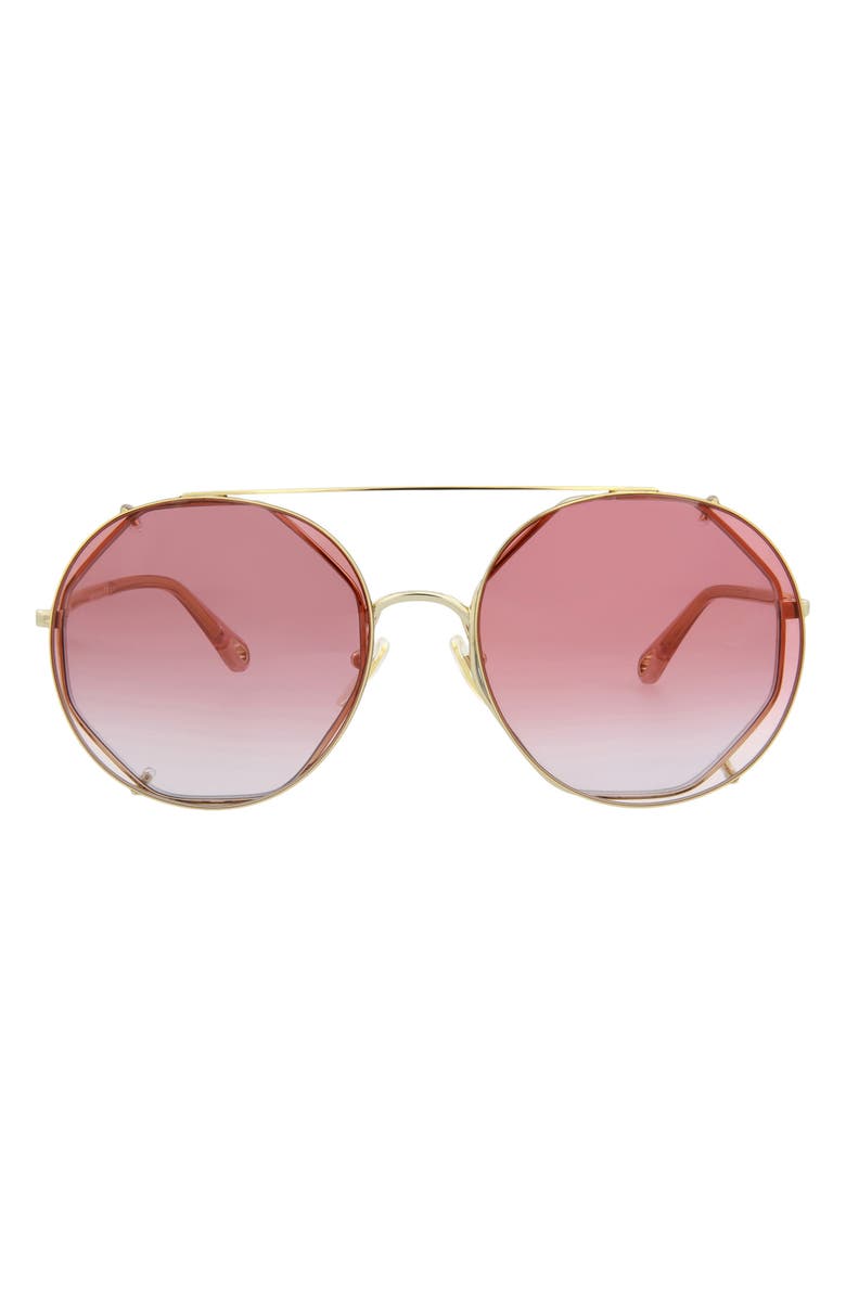 Chloé Novelty 57mm Aviator Sunglasses, Main, color, 