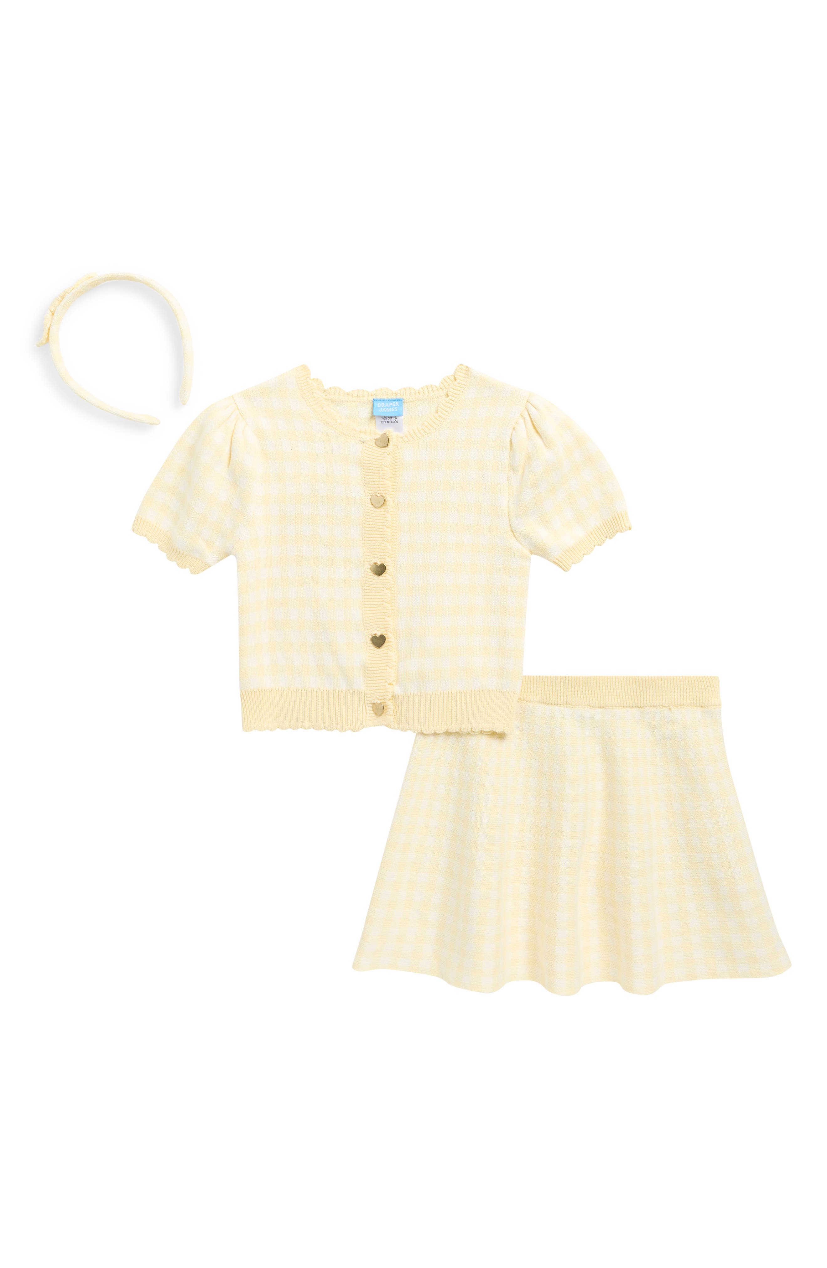 Draper James Kids' Gingham Sweater, Skirt & Headband Set