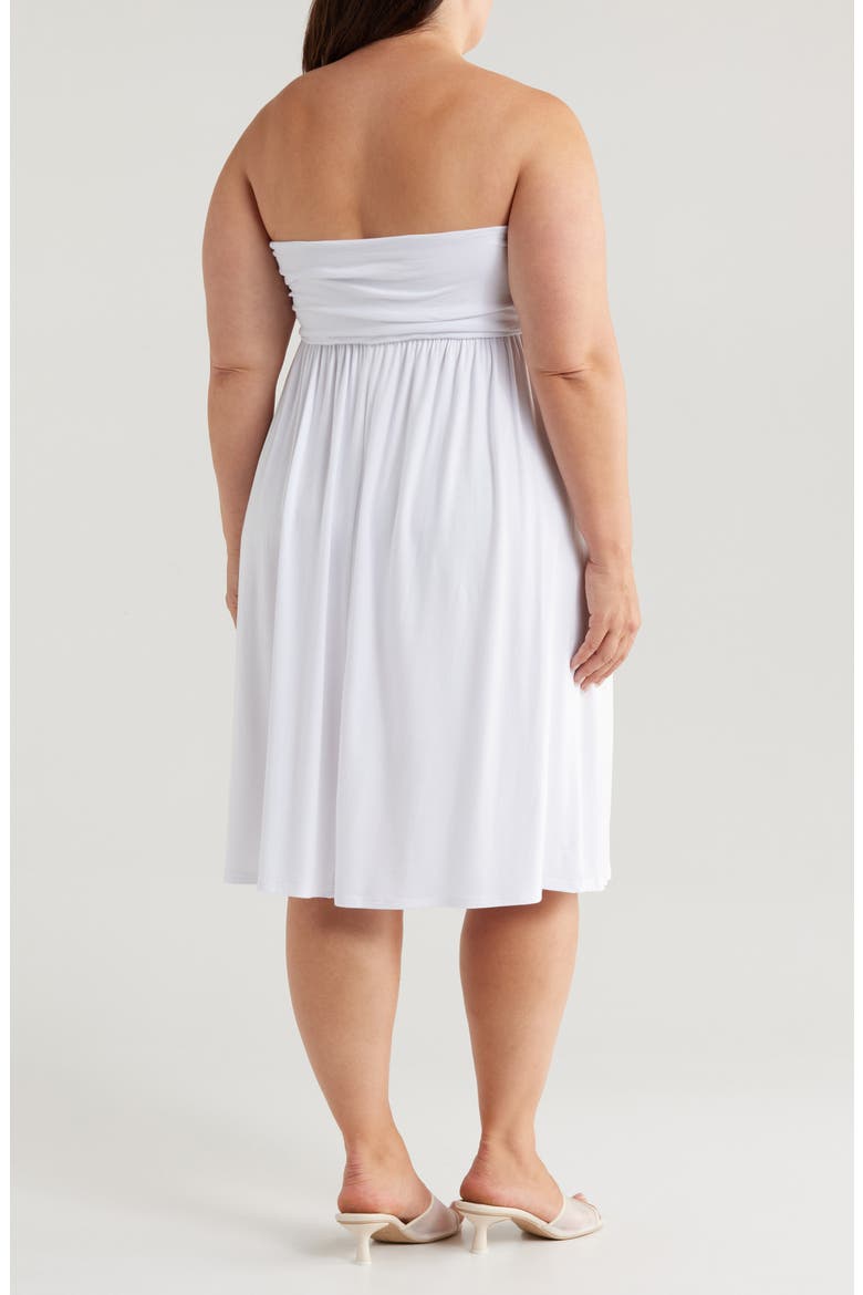 Strapless Jersey Midi Dress, Alternate, color, WHITE
