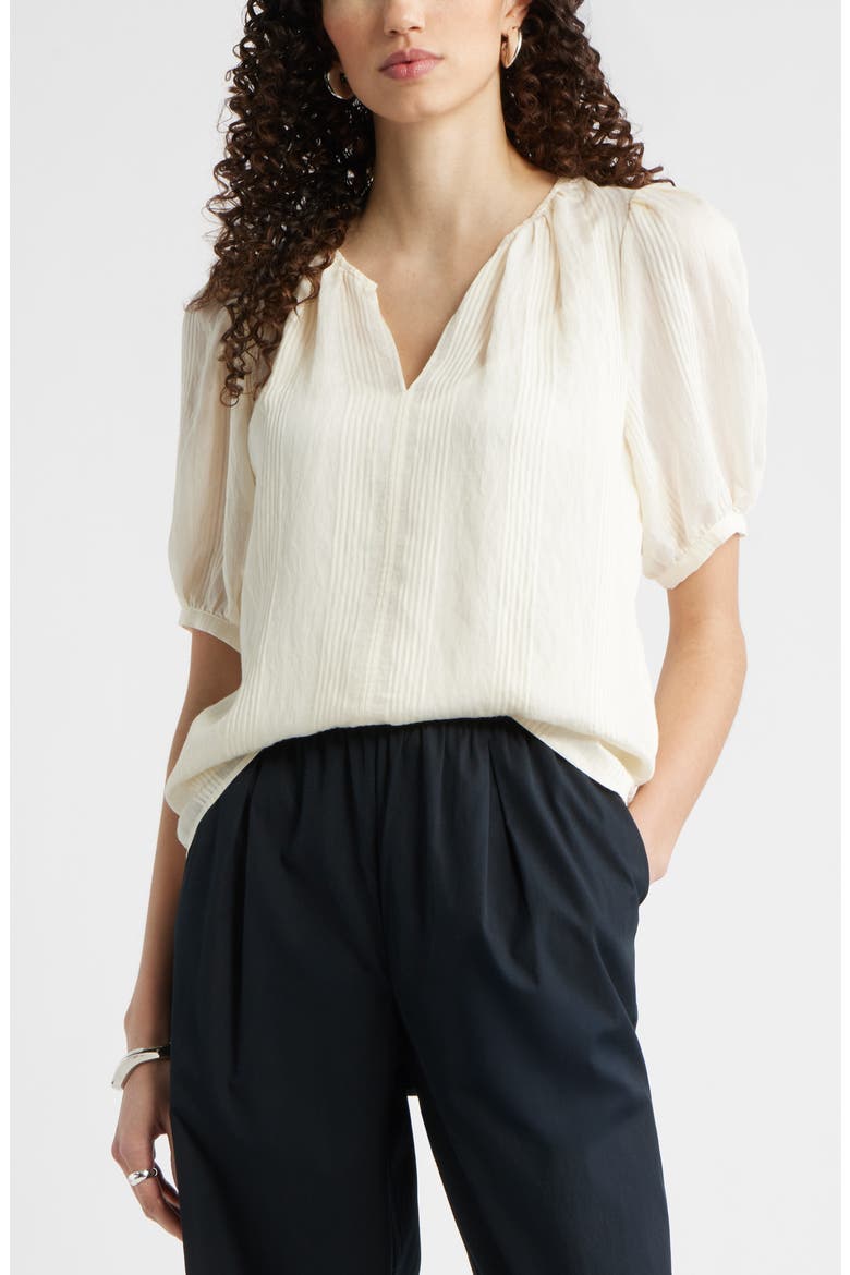 Puff Sleeve Top, Main, color, IVORY TOFU DELRAY STRIPE