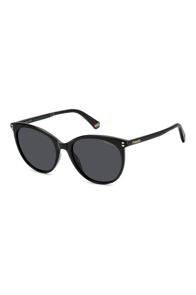 55mm Polarized Cat Eye Sunglasses, Alternate, color, BLACK/ GREY POLAR