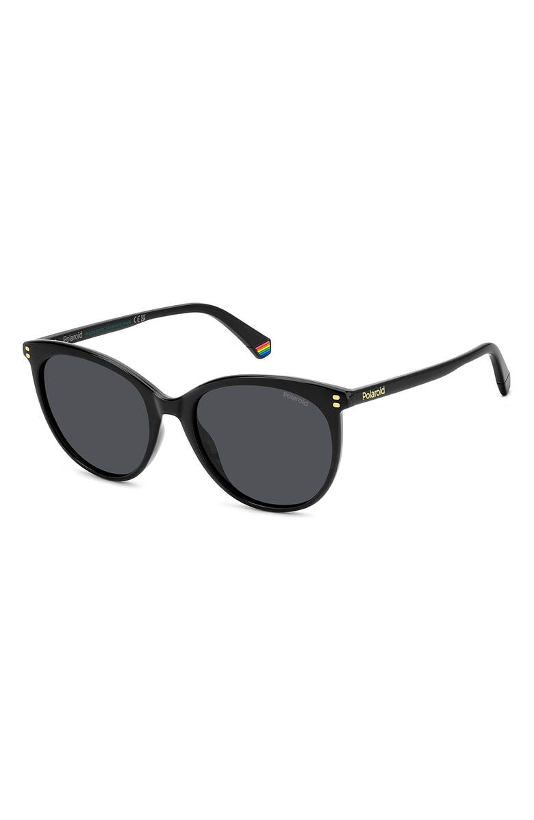 Polaroid 55mm Polarized Cat Eye Sunglasses, Alternate, color, Black/ Grey Polar