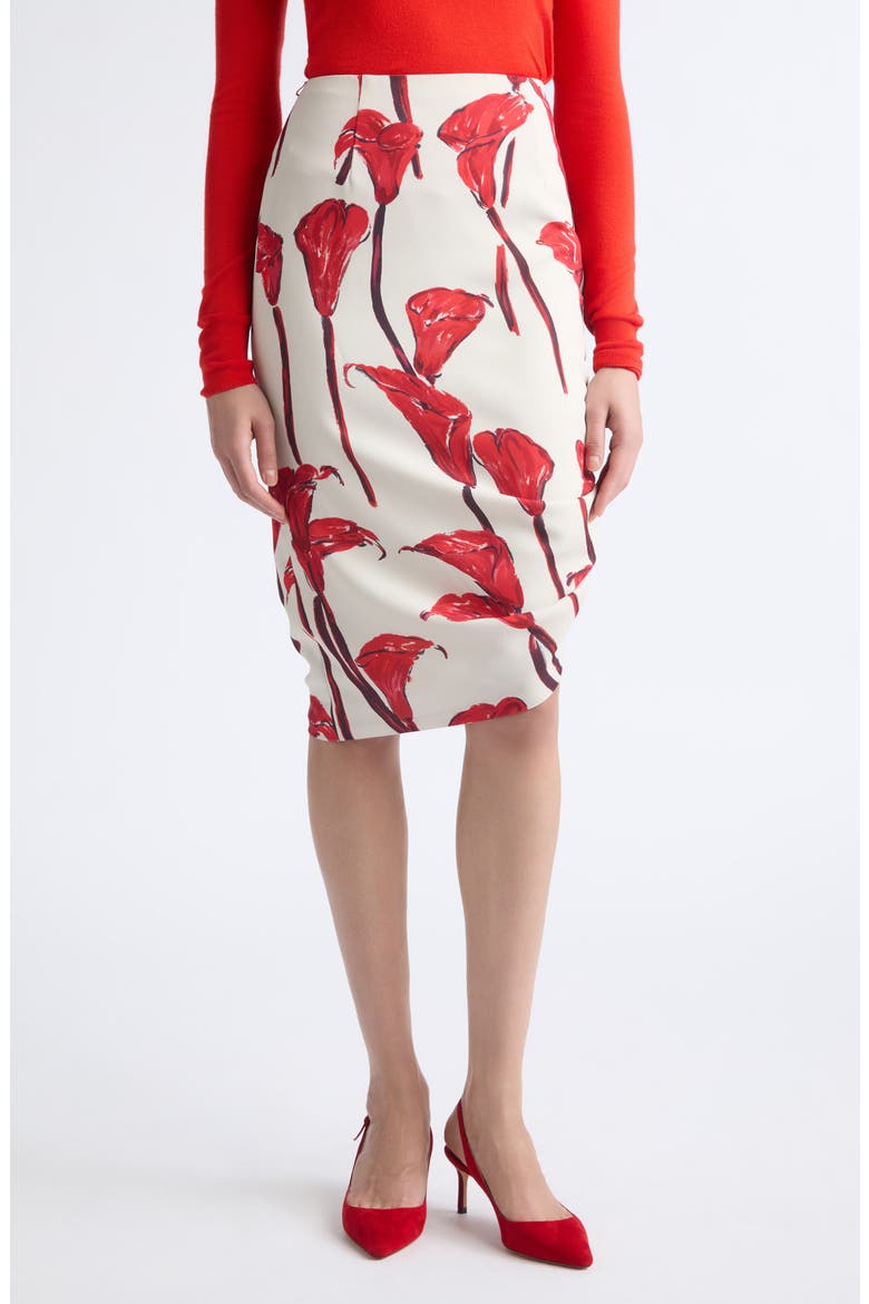Floral Asymmetrical Skirt, Main, color, CERAMIC MULTI