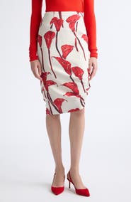 Carolina Herrera Floral Asymmetrical Skirt