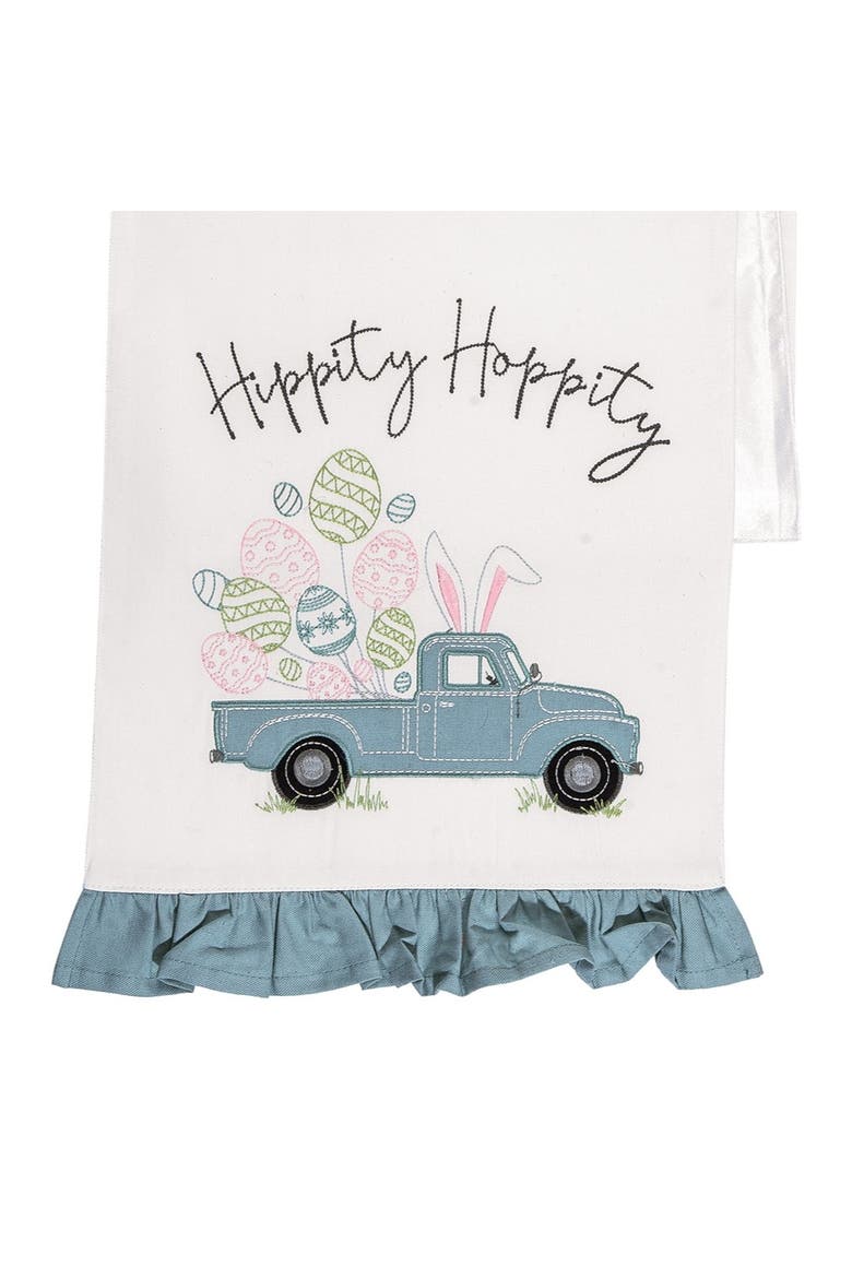 "Hippity Hoppity" Easter Pickup Truck 100% Cotton Table Runner 13" x 72", Alternate, color, White