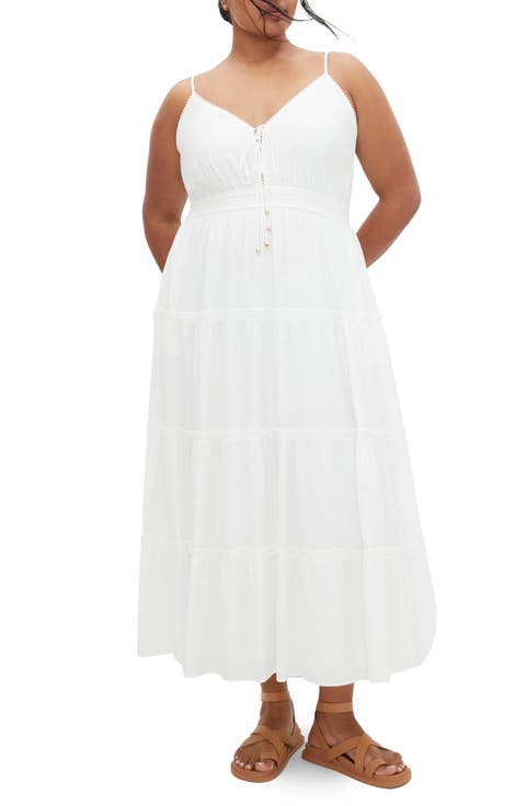 Aiza Tiered Tie Front Sleeveless Maxi Dress (Plus)