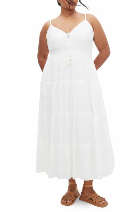 City Chic Aiza Tiered Tie Front Sleeveless Maxi Dress