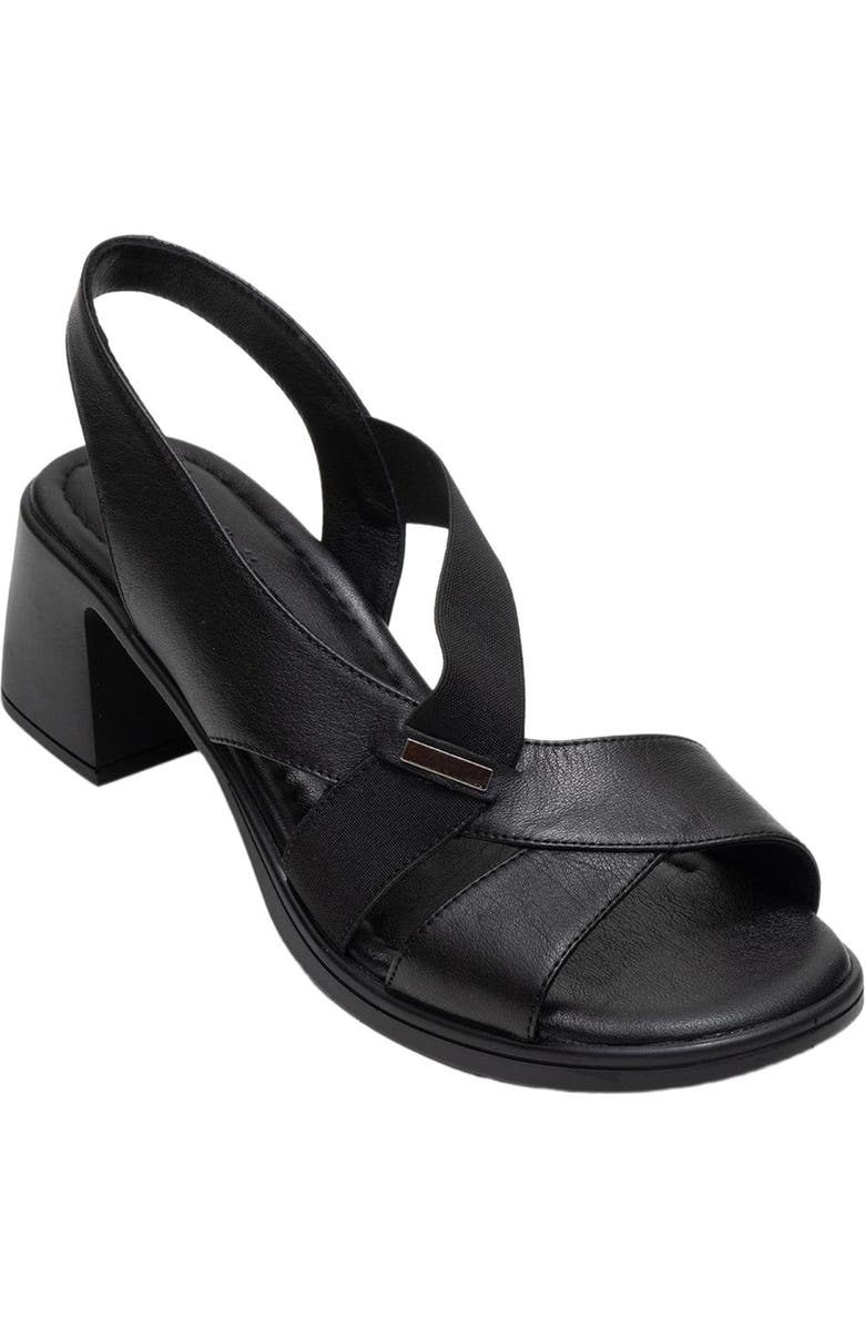 Forever & Always Shoes Crina Elasticated Leather Chunky Heel Sandal, Alternate, color,