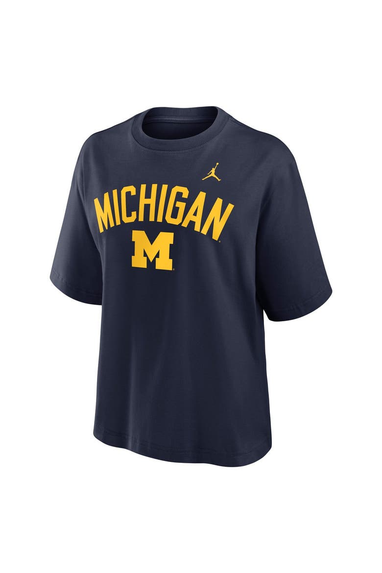 Women's Jordan Brand  Navy Michigan Wolverines Arch Logo Boxy T-Shirt, Alternate, color, Navy