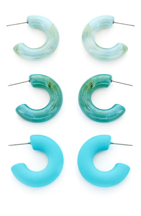 Pack of 3 Assorted Tube Hoop Earrings