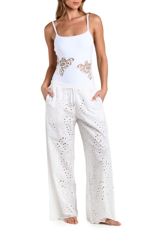 Monstera Eyelet Cove Cover-Up Pants