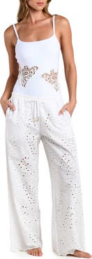 L'AGENCE Monstera Eyelet Cove Cover-Up Pants