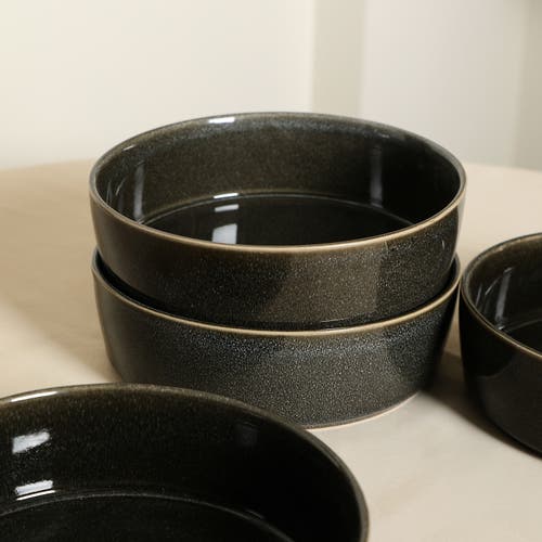 Stone Lain Eden Stoneware 4-piece Pasta Bowl Set In Gray