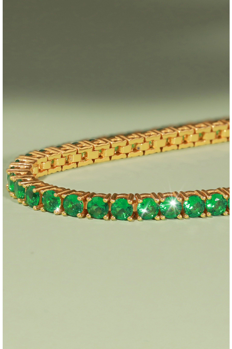 Lab Grown 6ct Emerald Tennis Bracelet, Alternate, color, Yellow Gold Vermeil