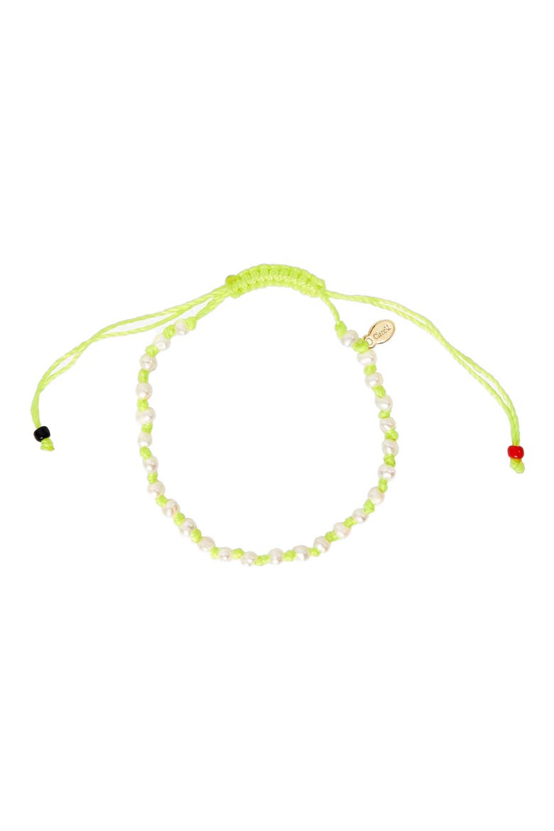 Petit Freshwater Pearl Seed Beaded Bracelet, Main, color, NEON YELLOW