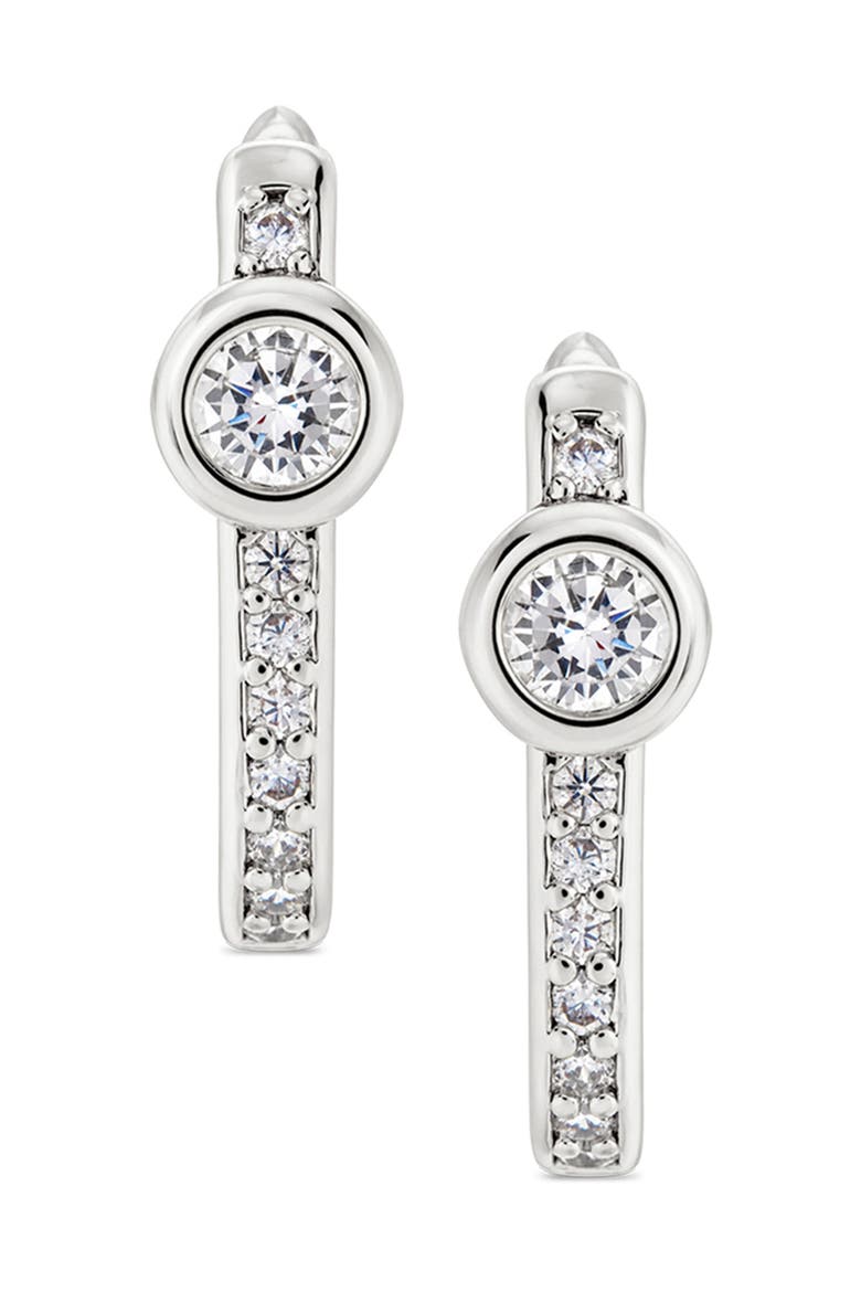 Evil Eye Square Hoop Earrings, Alternate, color, SILVER