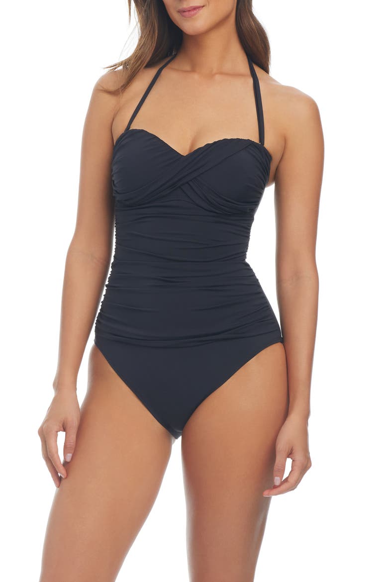 Kore Twist One-Piece Swimsuit, Main, color, BLACK