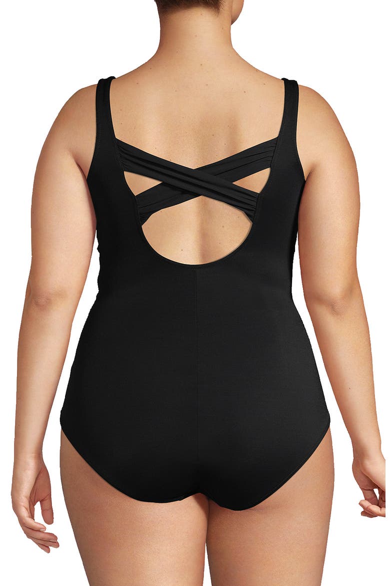 Plus Size DD-Cup Slender Grecian Tummy Control Chlorine Resistant One Piece Swimsuit, Alternate, color, Black