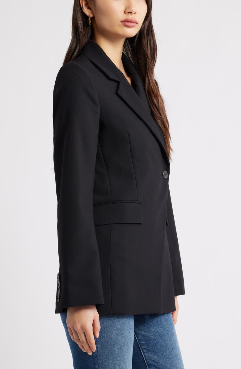Open Edit Asymmetric Fitted Blazer, Alternate, color, Black