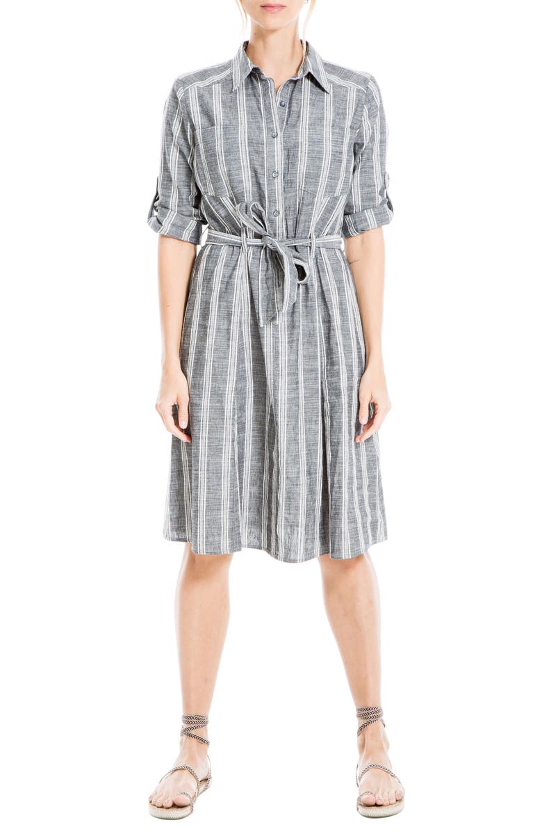 MAX STUDIO Stripe Print Shirtdress, Main, color,