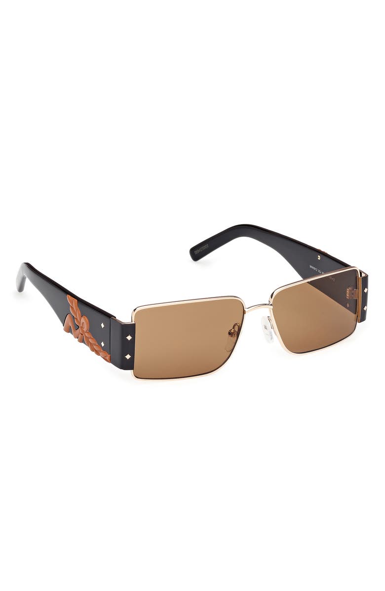 MCM 55mm Rectangular Sunglasses, Alternate, color, Gold / Roviex / Black