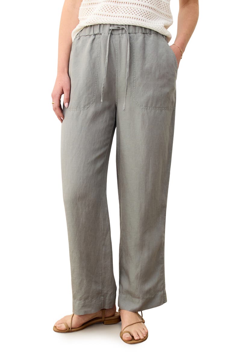 Linen Blend Straight Leg Pants, Main, color, SHADOW