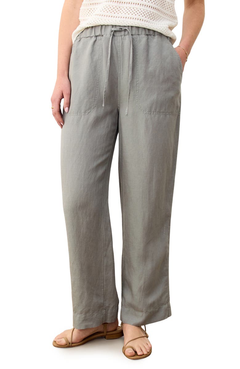 Marine Layer Linen Blend Straight Leg Pants, Main, color, Shadow
