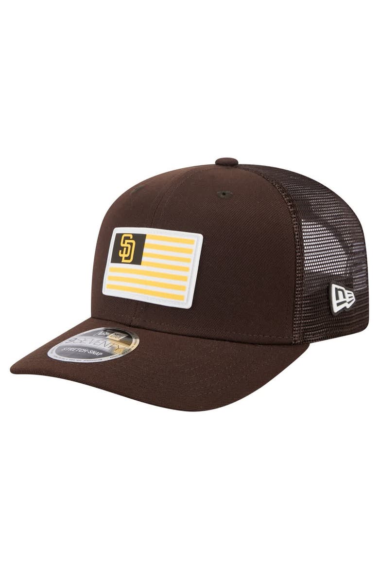 Men's New Era Brown San Diego Padres Flag 9SEVENTY Stretch-Snap Hat, Main, color, Brown