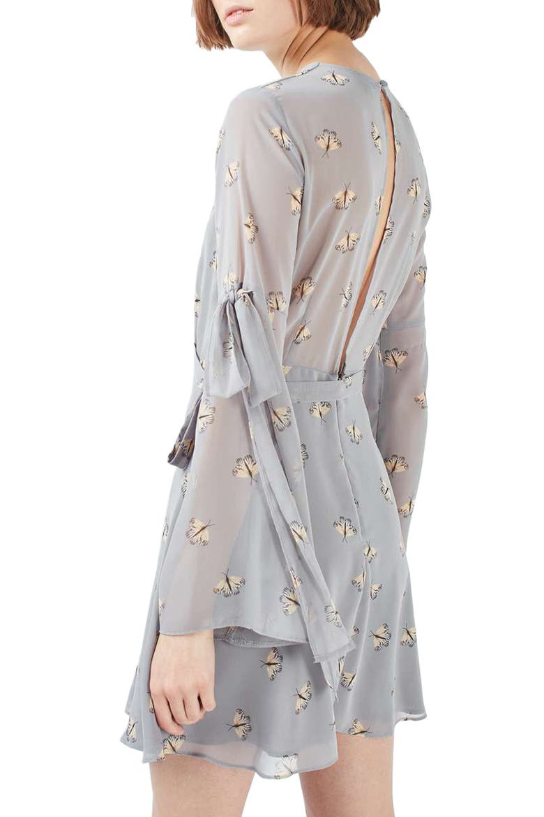 Moth Print Skater Dress, Alternate, color, LIGHT GREY