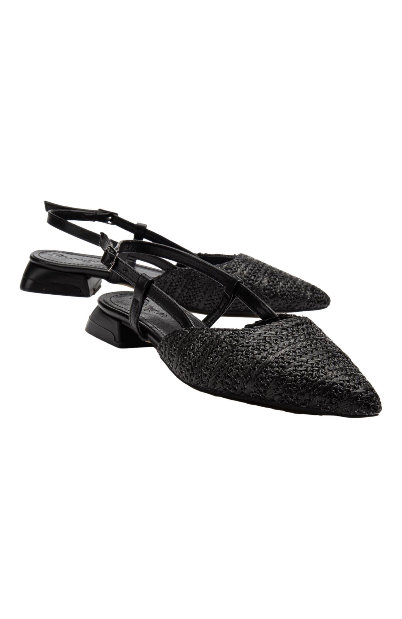 Prologue Shoes Riley Woven Slingback Flats, Main, color, Black Faux Leather