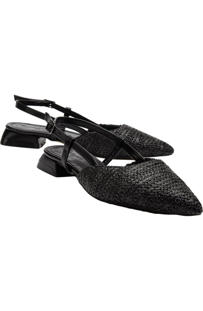 Prologue Shoes Riley Woven Slingback Flats, Main, color, Black Faux Leather