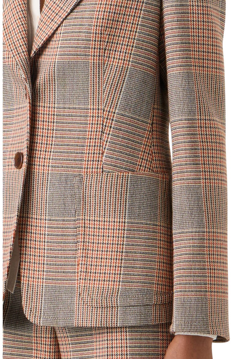 Glen Plaid Stretch Wool Jacket, Alternate, color, BEIGE-MOCCA-ORANGE