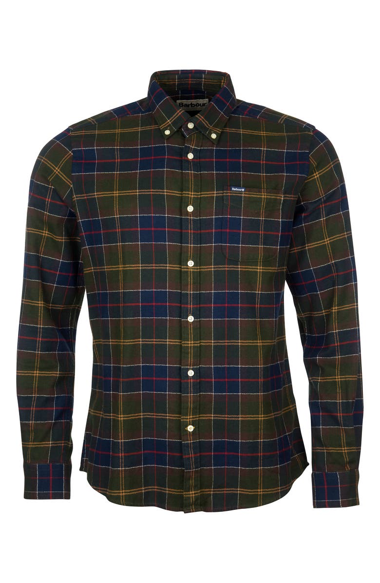 Barbour Kyeloch Herringbone Plaid Button-Down Flannel Shirt, Alternate, color, Classic Tartan