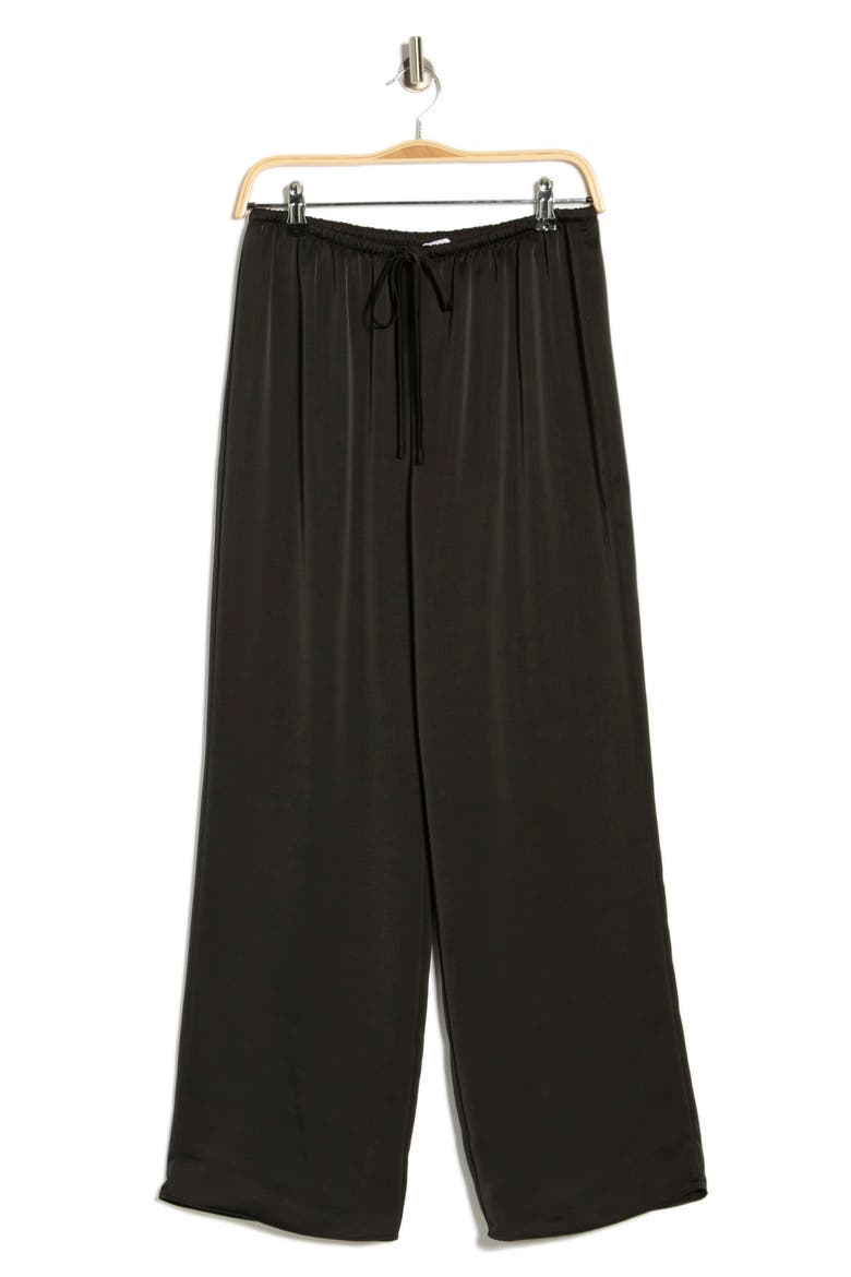 Satin Drawstring Pants, Alternate, color, BLACK
