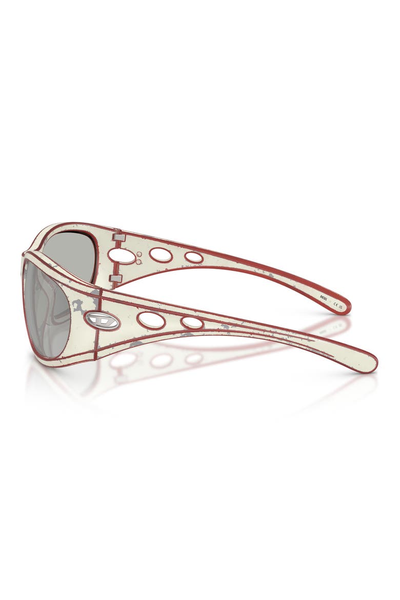 DL3012U 58mm Rectangular Sunglasses, Alternate, color, WHITE BARRELLING RED / SILVER