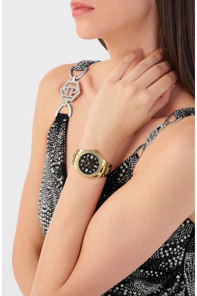 Queen Bracelet Watch, 38mm, Alternate, color, IP YELLOW GOLD