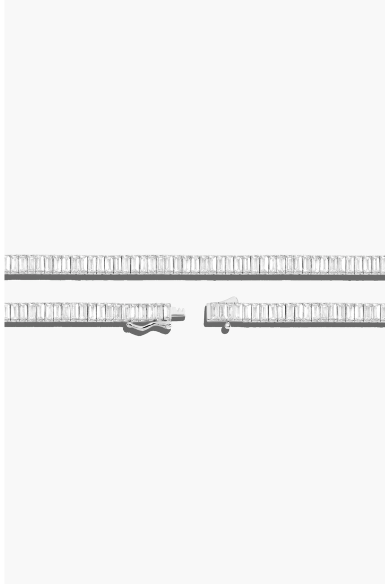 Lab Grown White Sapphire Baguette Tennis Necklace - 27ct, Alternate, color, White Vermeil, 13ct