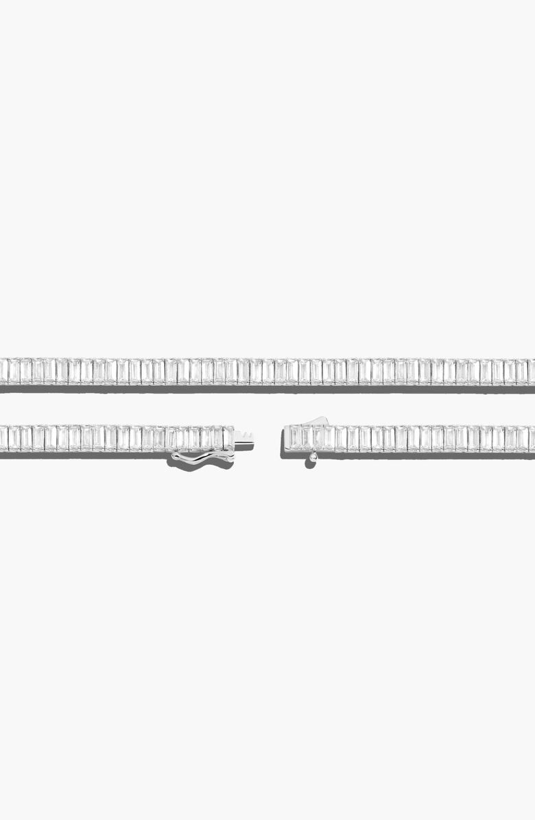 Aurate New York Lab Grown White Sapphire Baguette Tennis Necklace, Alternate, color, White Vermeil, 27Ct