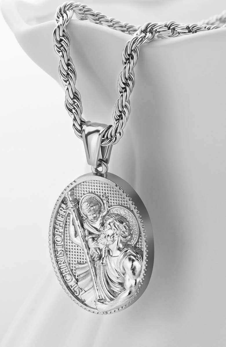 EDFORCE St. Christopher Pendant Necklace, Alternate, color, Silver