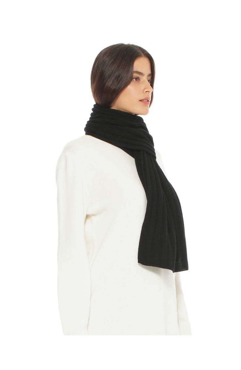 Monticelli Cashmere Pure Cashmere Plush-Ribbed Scarf, Alternate, color, Black