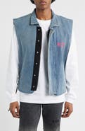 RtA Cesar Graphic Graffiti Denim Vest with Quilted Lining